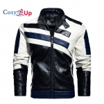 Cozy Up meeste nahkjakk Slim Fit Stand Collar PU mootorratta jope Kerge S punane