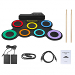Electronic Drum Set Learn To Play Roll Up Digital Music Pad Instrument with 2 Drum Sticks 2 Foot Pedals Quiet Drum Pad for Kids CHINA