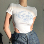 Y2k punk suvine naiste l&uuml;hikeste varrukatega seksikas Harajuku tr&uuml;kiga kombinesoon S must