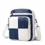 2024. aasta suvi uus mood naiste &otilde;lakott Pehmest nahast ristkehaga kott V&auml;ikese suurusega k&auml;ekott Topeltt&otilde;mblukuga Bolso Mujer sinine/valge