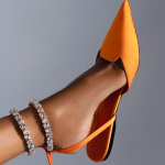 Kevadsuvi terava varbaga kivist rihmaga sandaalid Naiste jalatsid Lamedad &uuml;ksikud kingad 40 oranž