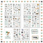 5 tk vanaaegsed pulmakleebised 266 s&auml;deleva mustriga dekoratiivsed kleebised fotoalbumi k&uuml;lalisteraamatusse roheline