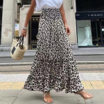 Fashoin Leopard Print A Line vabaaja pikk seelik Naiste suures suuruses k&otilde;rge v&ouml;&ouml;kohaga elegantsed vabad naiste seelikud Vintage volangidega lihtne naiste seelik 24512 S