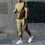 Suvised Meeste P&uuml;ksid Spordidress, 2-osaline komplekt Mood Topid T-s&auml;rgid L&uuml;hikeste varrukatega T-s&auml;rk+Pikkad dressip&uuml;ksid Suured meeste riided 4XL