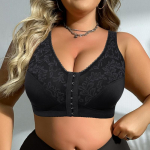 Naiste Plus Size rinnahoidja T&auml;ielikult katva pitspesu juhtmevaba eest suletavad rinnahoidjad Mugav aluspesu emale 0Xl-5Xl Vestid Topid 5XL must