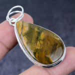 African Moss Agate Gemstone Handmade 925 Sterling Silver Gift Pendant 2.25 u3m63