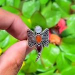 Natural Red Carnelian, Garnet Gemstone 925 Sterling Silver Ring Size 9.5 c0l43