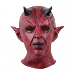 Kuradi n&auml;oga padi Halloweeni cosplay rekvisiit Hirmutav &otilde;udus Peakate sarvedega &Otilde;udne lateksist peokost&uuml;&uuml;m punane