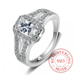 Promise 925 Sterling Silver klassikaline abielus&otilde;rmus AAA+ kuubikujulised kristalls&otilde;rmused naistele pruutneitsi ehtev&otilde;lusid Princess Bijoux Resizable