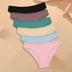FINETOO 6 TK/KOMPLEKT Naiste Puuvillased P&uuml;ksikud Seksikad Pehmed Triibulised Alusp&uuml;ksid &Uuml;hev&auml;rvilised Bikiinid Naiste Mugav Veniv Pesu M-XL XL&6pcs