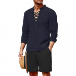 2-osaline meeste puuvillane pesukomplekt suvine rannariietus Henley jooga pitsiline pikkade varrukatega s&auml;rk ja l&uuml;hikesed Hawaii s&auml;rgid S must