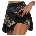 Naiste sportlikud venivad plisseeritud tenniseseelikud Jooksujooga sisemised l&uuml;hikesed p&uuml;ksid elastsed spordigolfi skortsid XXXXL must