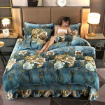 S&uuml;gis/talvine pl&uuml;&uuml;s 4-osaline paksendatud sooja fliisist voodilina tekikate tr&uuml;kitud voodiseeliku majapidamiskomplekt 200x230cm-1.8 bed