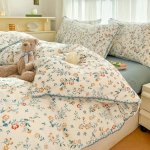Retro stiilis kahekihiline l&otilde;ng pestud puuvillane tekikate neljaosaline komplekt voodipesu linad kolmeosaline komplekt 1.2m bed