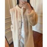 P&uuml;stkrae Karusnahk Uus Stiil Karusnahkmantel Minkmantel Paks Pikk Keskkonnas&otilde;bralik Karusnahk Integreeritud S&uuml;gis ja Talv XXL aprikoosi