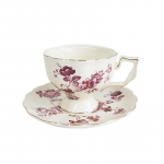 1 tk keraamilised Bone China Court Retro kohvitassid ja alustassi komplekt kulla&auml;&auml;rega, lillelise teetassi teekann p&auml;rastl&otilde;unatee kodun&otilde;ud roosa