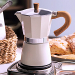 Moka pott, pliidiplaat espressomasin Itaalia kohvimasin kohvikann Alumiiniumist pliit Camping espressomasin Manual Kuuba kohviperkolaator 150ml valge