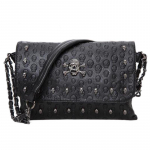 Vintage Neetidega Must Crossbody Kott Naistele PU Nahast Messenger Kott Lahe Kolju &Otilde;lakott Disainer Klapiga K&auml;ekott
