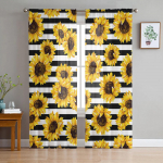 Mustvalged lilled &Otilde;hukesed kardinad magamistoa elutoa kaunistuseks Aknakardin k&ouml;&ouml;gile T&uuml;ll Voile Organza Draperiid W135 x H115cm x1&Grommet Top
