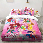 Kawaii Anime Winx Voodipesu Komplekt Voodi Kolmeosaline &Uuml;he- Kahekohaline King Size Voodipesu Komplekt T&auml;iskasvanu Laste Magamistoa Tekikoti Komplekt Laste Kingitus US King 264x228cm