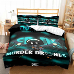 Murder Drones Anime Voodipesukomplekt Tekikott Padjap&uuml;&uuml;r Laste Magamistuba Voodi Kolmeosaline Komplekt &Uuml;hekohaline Kahekohaline King-voodi Komplekt Kingitus 135x200cm 2pcs