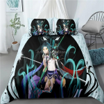Genshin Impact voodipesu komplekt M&auml;ng 3D Prinditud voodipesu tekk Pehme tekikottide komplektid Kodutekstiil Queen King Size T&uuml;drukule Lastetoa sisustus EU Single 135x200cm black