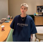 Uus l&uuml;hikeste varrukatega T-s&auml;rk meestele suvel, Korea stiilis trend, lihtne poolvarrukatega topp, Hongkongi stiilis vaba vabaaja br&auml;ndi T-s&auml;rk M must