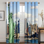 New Yorgi linna prindiga aknakardinad NYC Midtowni siluett &otilde;htul pilvel&otilde;hkujate foto elutuba magamistuba aknaeesriided 100W130H(CM)40x51in&Hook