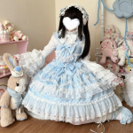 Jaapani gooti stiilis Lolita kleit naistele Kawaii vibukaru pitskleit pikkade varrukatega printsesskleit Halloweeni kost&uuml;&uuml;m, kingitus t&uuml;drukutele XL