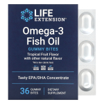 Life Extension Omega 3 kala&otilde;li kummihammustused, troopilised puuviljad, 36 kummikommi