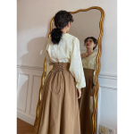 Naiste Kevadine &Uuml;hev&auml;rviline Vintage Keskmise Pikkusega Plastikust V&ouml;&ouml;koht Poolkeha Seelik Kirjanduslik Elegantne Pikk Seelik XS pruun