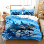 Delfiini tekikate T&auml;iskasvanutele Lastele Mereloomade Voodipesukomplekt Luksuslik Vahemere stiilis tekkikate T&auml;iskasvanutele Laste Magamistoa Dekoor EU Single 135x200cm