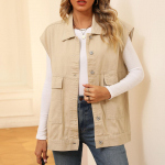 Naiste vaba l&otilde;ikega vintage teksavest kapuutsiga jakk S khaki