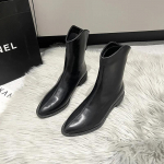 2024. aasta talvised mustad nahast saapad, taga t&otilde;mblukk poolsaapad, terava ninaga naiste kingad Moodsad paksud kontsad kingad Zapatillas De Mujer 35