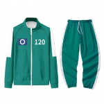 Squid Games II hooaeg Pusa t&otilde;mblukuga p&uuml;stkrae pikkade varrukatega number tr&uuml;kkimine Kontrastv&auml;rviline jope TV tegelane spordir&otilde;ivad elastne v&ouml;&ouml;koht 2XL L