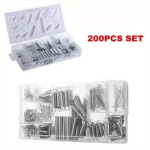 200 tk Pakk T&ouml;&ouml;stusliku Kvaliteediga Assortii Tsingitud Spiraalvedrusid Pikendusega Vedruj&auml;ikus - Vedruteras Materjal 200pcs/Box