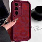 Samsung S25 S22 Ultra Plus S24 S23 S21 S20 Fe A16 A15 A55 A35 A54 A56 A36 A56 p&otilde;rutuskindel tumepunase huule mustriga silikoonist pehme kukkumisvastane kate. Samsung A55 5G