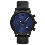 Emporio Armani AR11351 kronograaf, must nahast meeste k&auml;ekell must