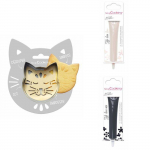 Kit pour biscuit en relief Chat + 2 Stylos au chocolat blanc et noir