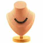 Pierres et Min&eacute;raux. Collier 10 perles Obsidienne noire 8 mm. Chaine en acier inoxydable Collier femmes, hommes. Taille personnalis