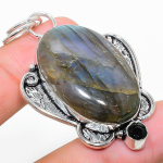 Labradorite, Spinel 925 Sterling Silver Jewelry Pendant 2.29 g9m89