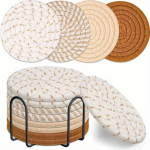 8-osaline Bohemian Coaster'i komplekt | Jaapani puuvillased linased lauamatid | Minimalistlik ja kuumakindel disain