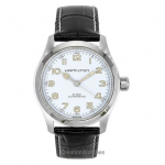 Hamilton Khaki Field Murph nahast rihm valge numbrilauaga automaatne H70405710 100M meeste k&auml;ekell