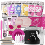 WUWUVISTA 56pc Hair Removal Set for Brazilian/Face/Body, Includes Wax Warmer, Wax beads & Post-Care Kit UK Plug must