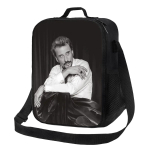 Lahe Johnny Hallyday Soojustatud L&otilde;unakott Prantsuse Rocklaulja Korduvkasutatav L&otilde;unas&ouml;&ouml;gikonteiner Pikniku Hoiustamiseks Bento Toidukarp 26.5x20x11.5CM beež