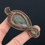 Moss Prehnite, Carnelian Handmade Copper Wire Wrap Pendant 3.35 e8k81