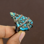 Copper Turquoise Handmade Copper Wire Wrap Jewelry Ring Size 7 h5k93