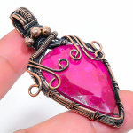 Ruby(Simulated) Gemstone Copper Wire Wrap Jewelry Pendant 2.56 g8b00