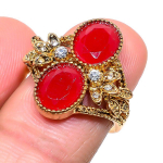 Red Ruby(Simulated) Cubic Zirconia Gemstone Jewelry Ring Size 7 f3n79
