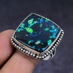 Ethiopian Opal handmade 925 Sterling Silver Jewelry Ring Size 10 V5b68